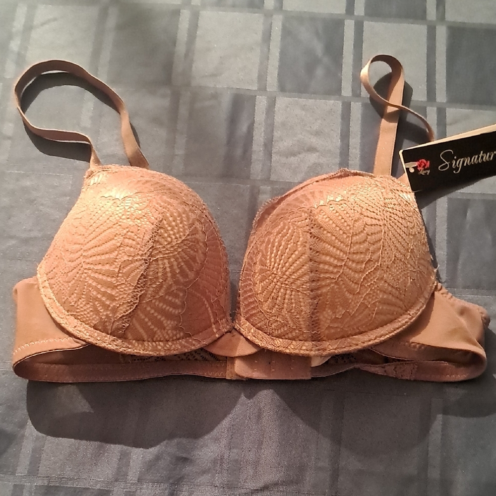 Signature Tan Padded Bra with Embossed Design